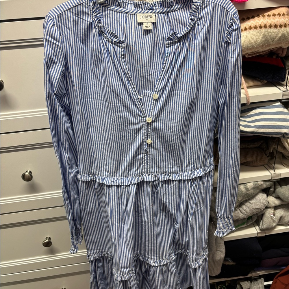 J. Crew Factory Blue and White Striped Top